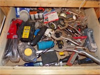 DRAWER FULL OF CLAMPS, TOOLS, ZIPTIES & MORE