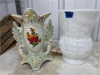 China Vase & Milk Glass Vase