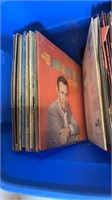 Box of vintage records and 45s