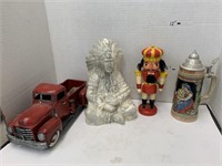 Stein, Nutcracker, Native American Figure, Red