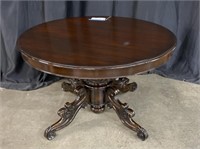 ANTIQUE ROUND CARVED DINING TABLE TABLE