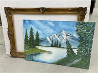 Vintage Ornate Frame (some Chips) with Painting