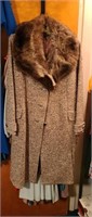 Vintage Overcoat with Fur Collar