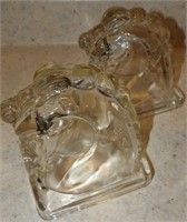 Pair of Clear Glass Horse Bookends