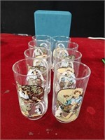 8 Norman Rockwell Coca Cola Glasses 2 Patterns