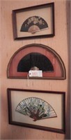 (3) framed oriental silk and decorated fans