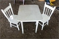 Childrens Wooden Table and 2 Chairs