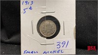 1913 Canadian small nickel