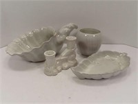 White Frankhoma Bowl, Platter, Pot, Candle Stick