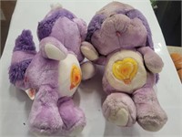 Two Purple Care Bear Raccoon Plushes