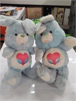 Two Light Blue Care Bear Rabbit Plushes