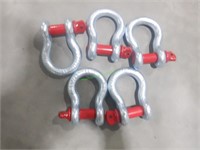 5 Unused 7/8" 6.5T Clevis/Shackles