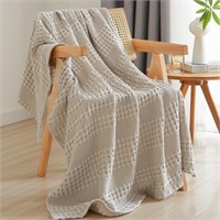 PHF 100% Cotton Waffle Weave Throw Blanket - Light