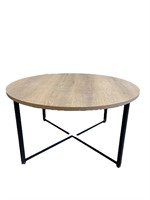 Round Faux Wood Coffee Table with Aluminum Base