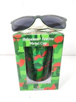 NEW Heineken Festive Metal Cup & Lager Sunglasses