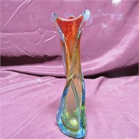 Murano glass multi colored vase. 12"