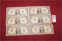 (1) 1977 Star Note (5) 1963 Dollar Bills