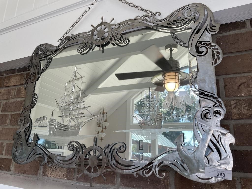 Handcrafted metal nautical mirror