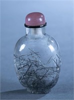 Chinese hair crystal snuff bottle.