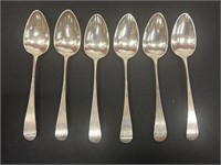 Set of six sterling silver Teaspoons by William,