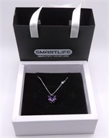 925S 4.0ct Purple Sapphire Solitaire Necklace