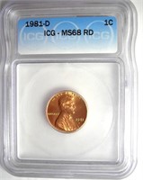 1981-D Cent ICG MS68 RD LISTS $5250 IN 67+