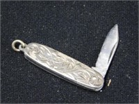 Oval sterling 1 blade pocket knife 1.5"