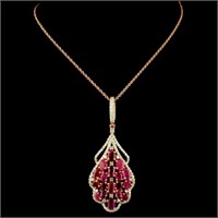 3.89ct Ruby & 0.75ct Diam Pendant in 14K Gold