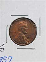 BU Rainbow Toned 1957 Wheat Penny