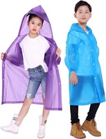 Makonus 2 Pack Rain Ponchos for Kids, Reusable Kid