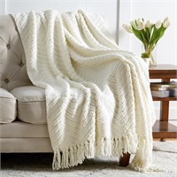 Bedsure Ivory White Throw Blankets for Couch, Text