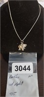 STERLING SILVER NECKLACE WITH DROP, 19", ELEPHANT