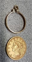 1879 S Gold US $2.5 Coin in 14K Bezel