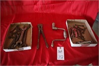 2 Flats of Wrenches, Hand crank, cutters