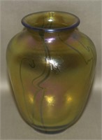 Orient & Flume Signed Art Glass Vase 3 3/8" Tall