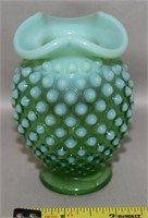 Vtg Fenton Lime Green Opalescent Hobnail Glass