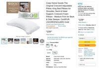 C527  Coop Home Goods Crescent Adjust. Pillow-King