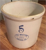Western Pottery Co. #5 Crock made in Denver