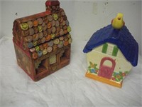 2 Ceramic Cookie Jars- Houses