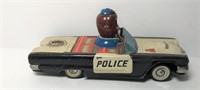 Vintage Metal Police Car Tin Toy