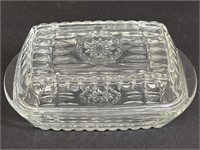 Clear Pressed Glass Butter Dish with Lid