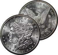 1881 s GEM BU Morgan Silver Dollar