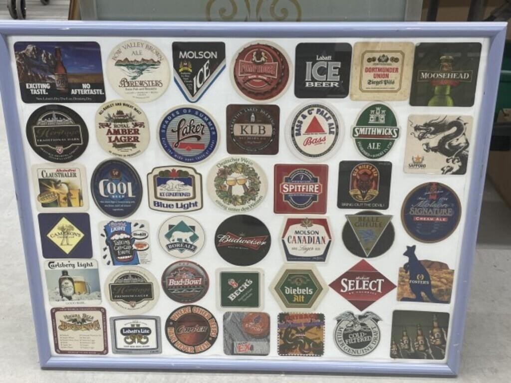 Framed Bar Beer Coasters 31 x 25 "