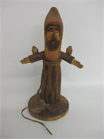 11.25" Tall Carved Wood Saint - Repaired Base