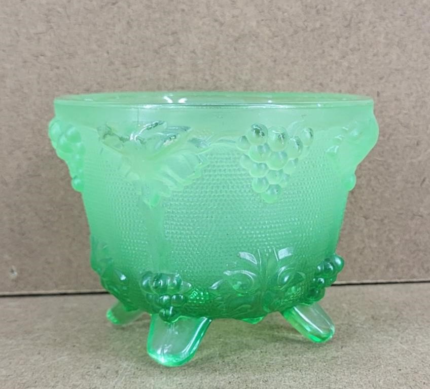 Lime Opal Footed Grape Glass Bowl