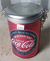 Interesting Coca-Cola Canister with Lid 6.5" Tall