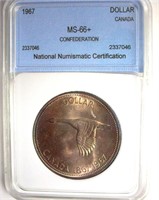 1967 Dollar NNC MS66+ Confederation