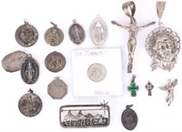 STERLING SILVER RELIGIOUS PENDANTS - LOT OF 16