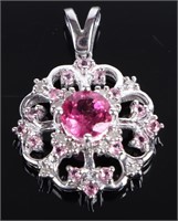 10K WG TOURMALINE SAPPHIRE DIAMOND LADIES PENDANT