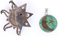 MEXICO STERLING SILVER LUNAR & SUN PENDANTS